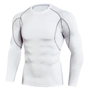 Men Bodybuilding Sport T-shirt Quick Dry Running Shirt Long Sleeve Compression Top Gym T Shirt Men Fitness Tight Rashgard