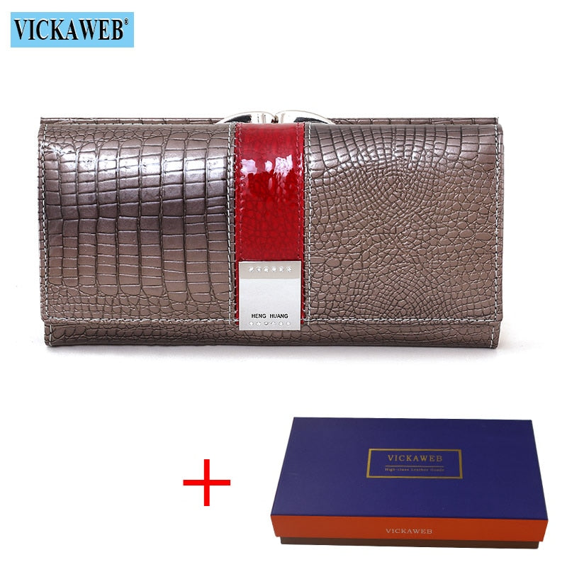 Free Gift 2022 New Diamonds Women&#39;s Patent Leather Wallet Long Fashion Patchwork Money Bag Ladies Purse Card Holder AE207-1