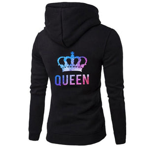Lover Hoodies Printing QUEEN KING Couple Sweatshirt Plus Size Hooded Clothes Hoodies Women