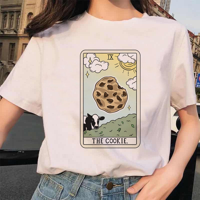 Women&#39;s Tarot Card Flower Funny Time Ladies Cartoon Fashion Short Sleeve Summer Printed T-shirt Women&#39;s T-shirt Top Pattern.