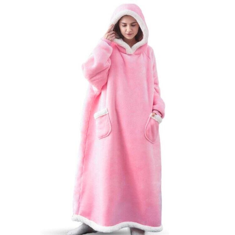 2023 Super Long Flannel Blanket with Sleeves Winter Hoodies Sweatshirt Women Men Pullover Fleece Giant TV Blanket Oversized New
