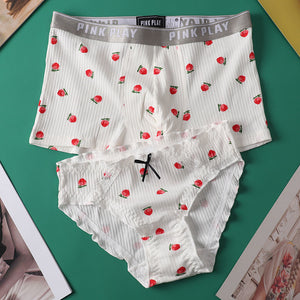 Cute Couple Underwear Set Men Boxer Shorts Loli Lace Panties Thread Cotton Panty Panties Cozy Lingerie Lovers Underwear Lingerie