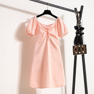 Women&#39;s Mini Sexy Dresses Summer Beach Floral Printed Shirring Pleated Elegant Short Puffy Sleeve Dress Korea Female Vestidos