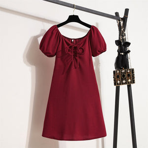 Women&#39;s Mini Sexy Dresses Summer Beach Floral Printed Shirring Pleated Elegant Short Puffy Sleeve Dress Korea Female Vestidos