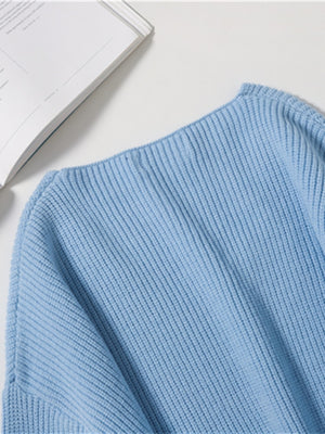 Colorfaith 2022 Winter Spring Women's Knitwear Sexy V-Neck Minimalist Tops Korean Irregular Hem Knitted Casual Sweaters SW8112