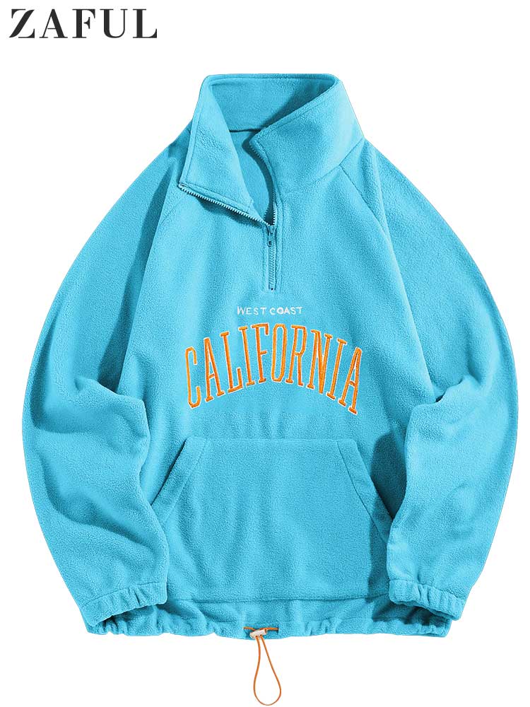 ZAFUL Men&#39;s Hoodies Fluffy Fleece Warm Sweatshirts Letters Embroidered Vintage Streetwear Pullover Sudaderas for Autumn Winter