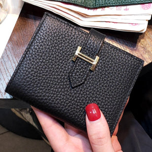 GENUINE LEATHER Women&#39;s Wallet Men Rfid Small Ultra-thin Coin Wallet Short Design Small Wallet Purses Woman(no Logo)
