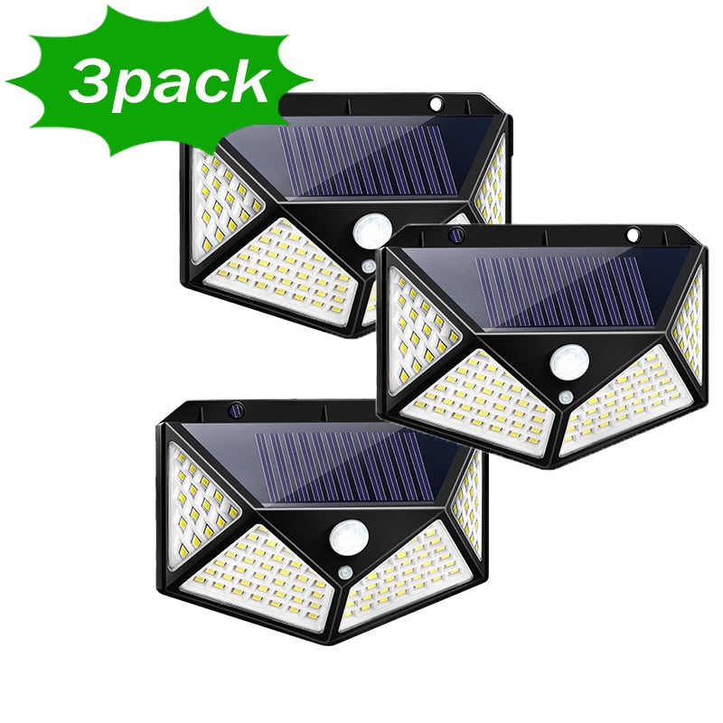 1/2/4/8/10PCS 100 LED Solar Power Wall Light Motion Sensor Waterproof Outdoor Garden Lamp