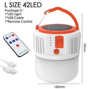 1000 Watts Solar LED Camping Light USB Rechargeable Bulb For Outdoor Tent Lamp Portable Lanterns Emergency Lights For BBQ Hiking