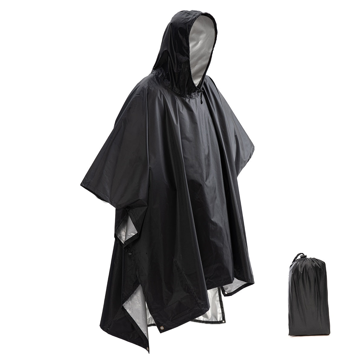 Portable Multifunctional 3 In 1 Rain Coat Hiking Camping Raincoat Poncho Mat Awning Durable Outdoor Activity Rain Gear Supplie