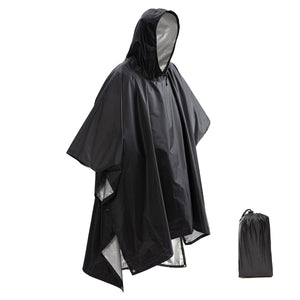 Portable Multifunctional 3 In 1 Rain Coat Hiking Camping Raincoat Poncho Mat Awning Durable Outdoor Activity Rain Gear Supplie