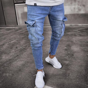 Mens Pants High Waist Zipper Stretch Jeans Casual Slim Trousers Male Oversize Pencil Pants Denim Skinny Jeans For Men