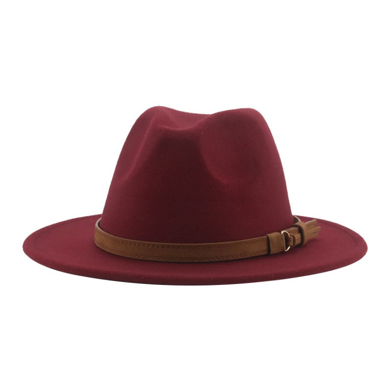 Fedora Hats for Women Men Wide Brim Solid Women Hats Band Belt Classic Formal Dress Khaki Black Winter Hats Sombreros De Mujer