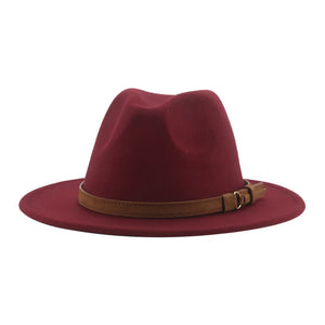 Fedora Hats for Women Men Wide Brim Solid Women Hats Band Belt Classic Formal Dress Khaki Black Winter Hats Sombreros De Mujer