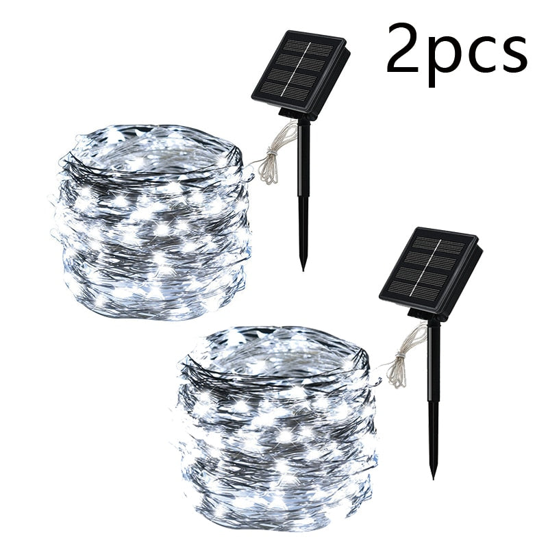 Solar String Fairy LED Lights 200m Christmas Lights Waterproof Outdoor Garland Solar Power Lamp Christmas For Garden Decoration.