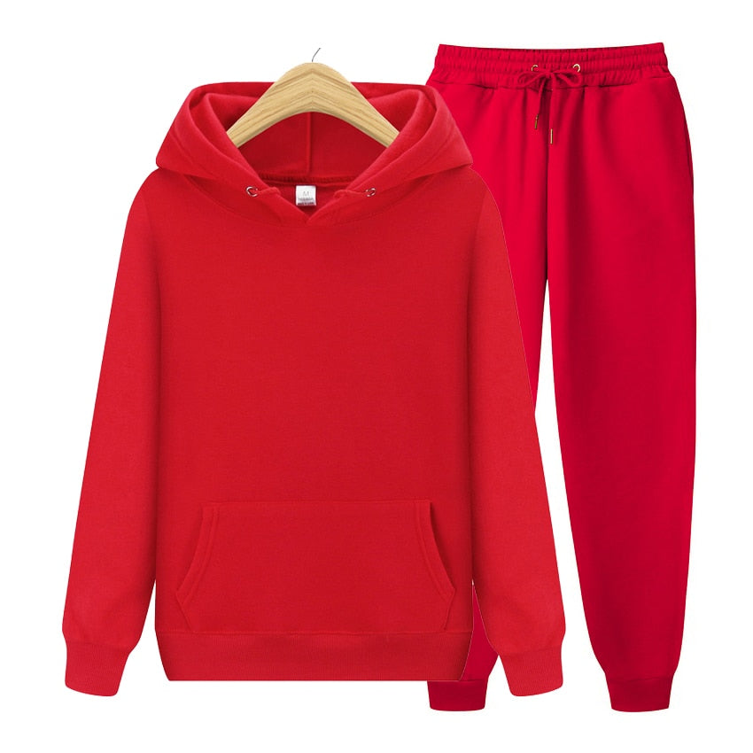 2022 new Men's ladies casual wear suit sportswear suit solid color pullover + pants suit autumn and winter fashion suit