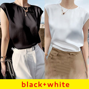 Khaki Women's Elegant Blouse Office Tunic Satin Silk Blouse Basic Tops White Summer Chiffon Blouses for Women 2023