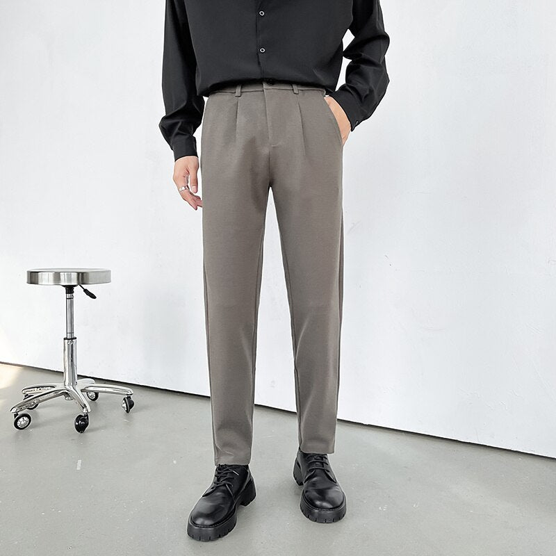 Winter Thick Woolen Pants Men Warm Fashion Society Mens Dress Pants Korean Straight Thicken Suit Pants Mens Formal Trousers