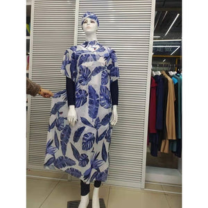 4 Pcs Women's Muslim Swimwear Digital Printed Lslamic Clothes Hijab Long Sleeves Sport Swimsuit Burkinis Wear Bathing Suit 4XL