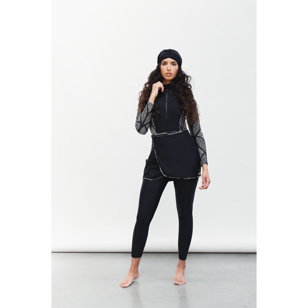 4 Piece Set Women&#39;s Muslim Swimwear Full Cover Lslamic Clothes Hijab Long Sleeves Sport Swimsuit Burkinis Wear Bathing Suit 4XL