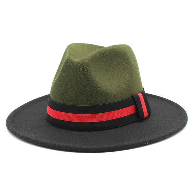 men fedora unisex solid color fedora hat women&#39;s 21-color wide brim jazz top hat autumn winter British retro Panama hat