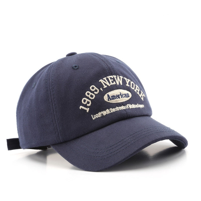 Men and Woman&#39;s Baseball Caps Adjustable Casual Embroidered 1989 New York American Cotton Sun Hats Unisex Solid Color Visor Hats