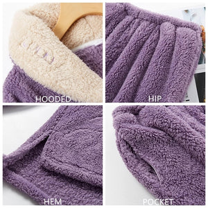 New Pajama Sets Women&#39;s Solid Long Sleeve Winter Woman Fluffy Pijama Suit with Pants Thick Warm Fleece Home Clothes for Female