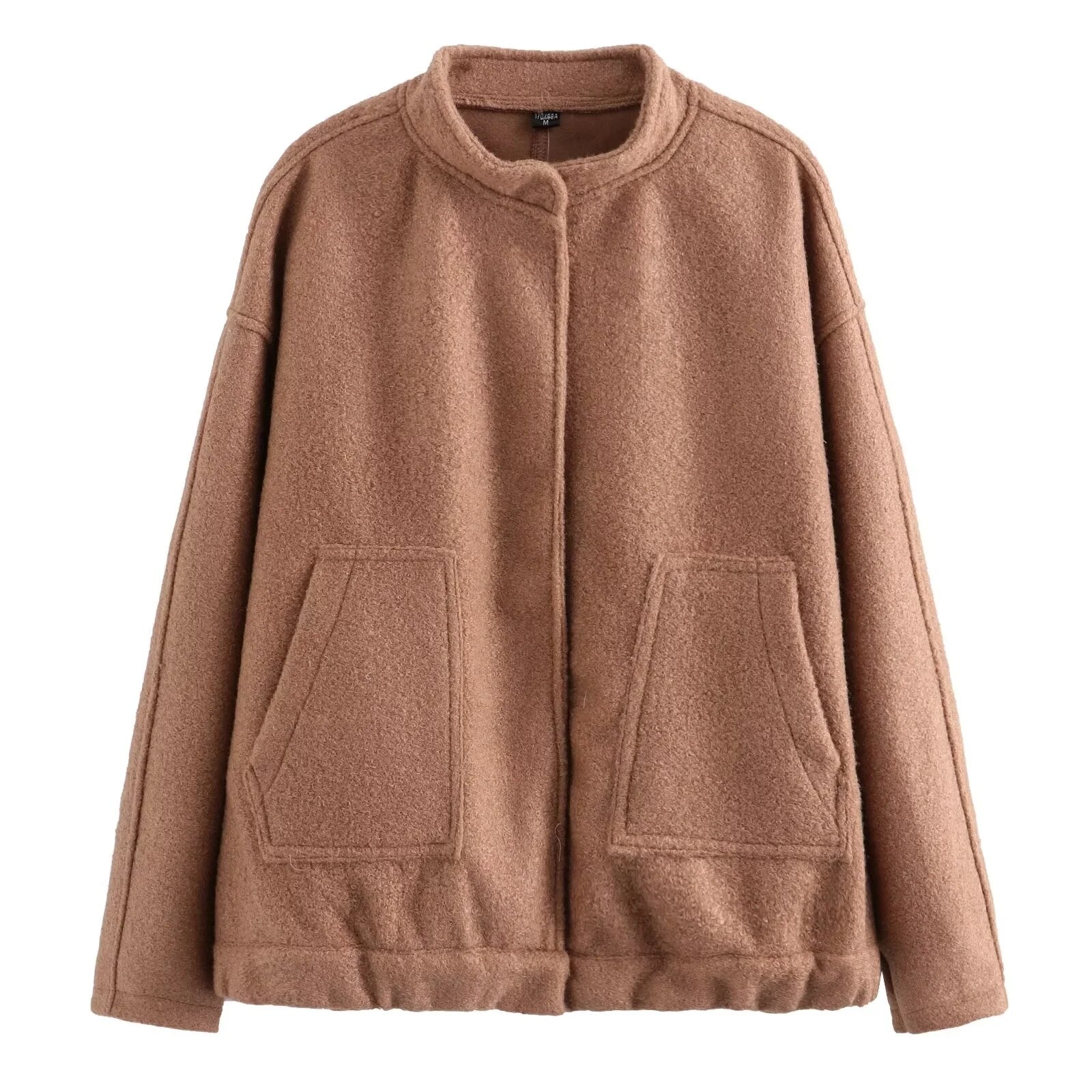 Bomber Jacket Women Zatr 2023 Women's Jackets Coat Bombers Women Green Woolen Jacket With Button Solid Chic Streetwear Top Coats
