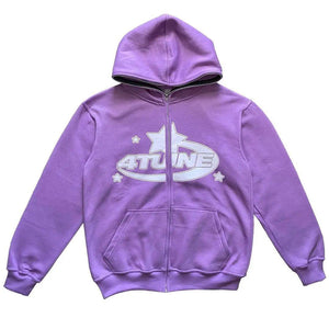 Y2K Embroidered Print Hoodies Men&#39;s Fashion Oversized Full Zip Up Hooded Sweatshirt Hip Hop Long Sleeve Jacket Coat Streetwear