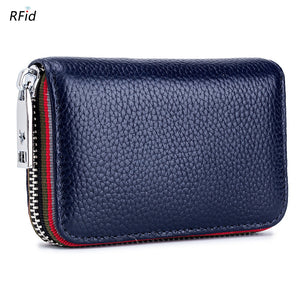 2023 New Fashion Women&#39;s Card Bag Genuine Leather Men Credit Card Holder Rfid Wallet Female Change Organizer Small Purse Zipper