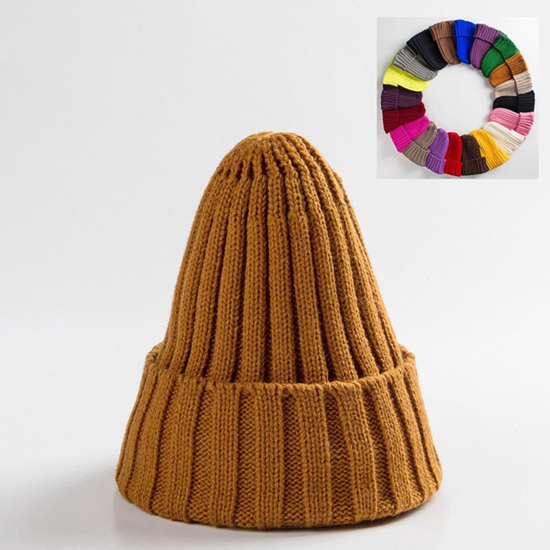 Unisex Hat Cotton Blends Solid Warm Soft HIP HOP Knitted Hats Men Winter Caps Women&#39;s Skullies Beanies For Girl Wholesale шляпа