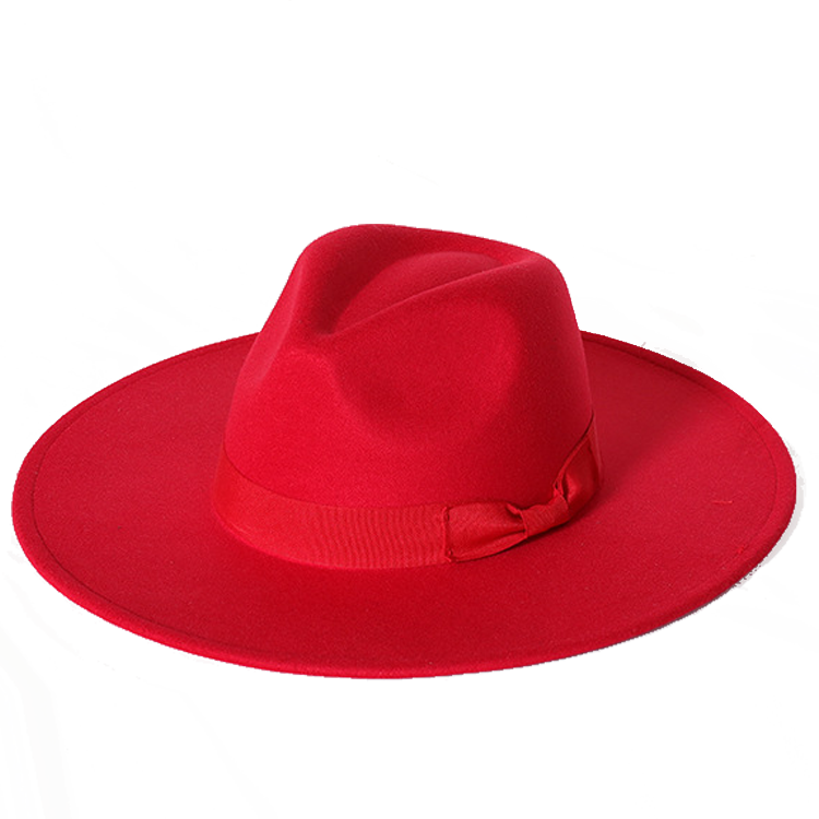 New color Fedora winter hat top concave-convex water drop 9.5cm brim male and female felt jazz watermelon red шляпа женская