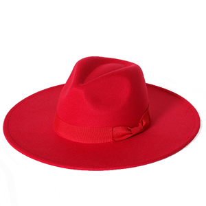 New color Fedora winter hat top concave-convex water drop 9.5cm brim male and female felt jazz watermelon red шляпа женская