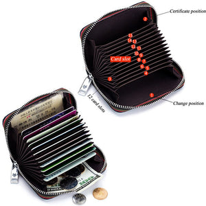 2023 New Fashion Women&#39;s Card Bag Genuine Leather Men Credit Card Holder Rfid Wallet Female Change Organizer Small Purse Zipper