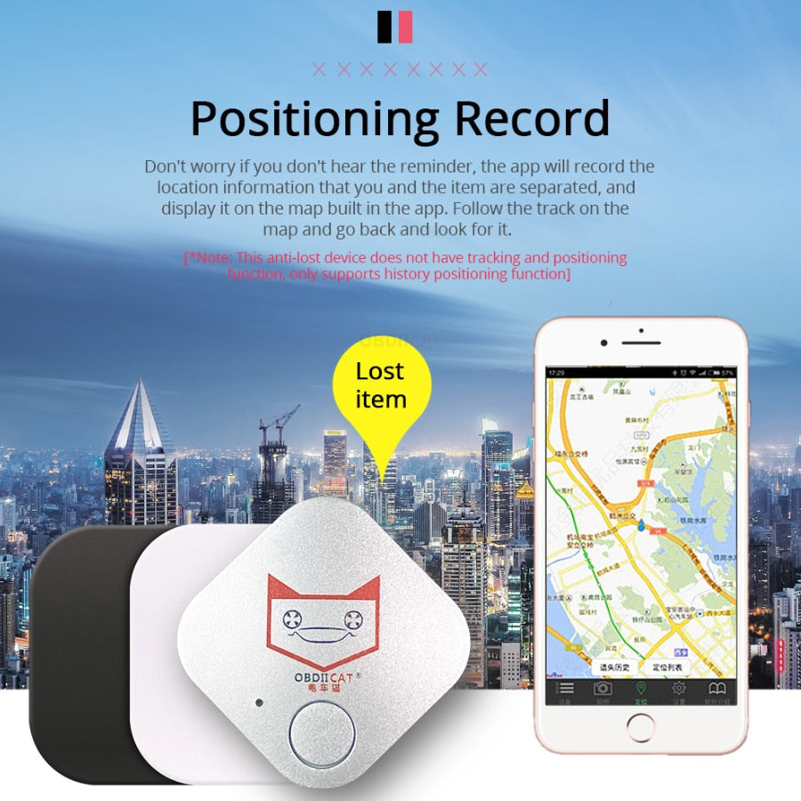 Smart Mini Bluetooth GPS Tracker Kids Pets Wallet Tag  Keys GPS Locator Alarm Realtime Finder Keyfinder Vehicle anti-lost Device