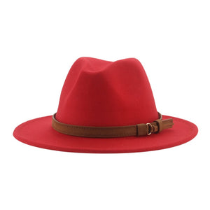 Fedora Hats for Women Men Wide Brim Solid Women Hats Band Belt Classic Formal Dress Khaki Black Winter Hats Sombreros De Mujer