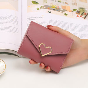 2022 New Short Women Wallets Free Name Engraving Kpop Heart-Shaped Cute Small Women&#39;s Wallet PU Leather Slim Simple Female Purse