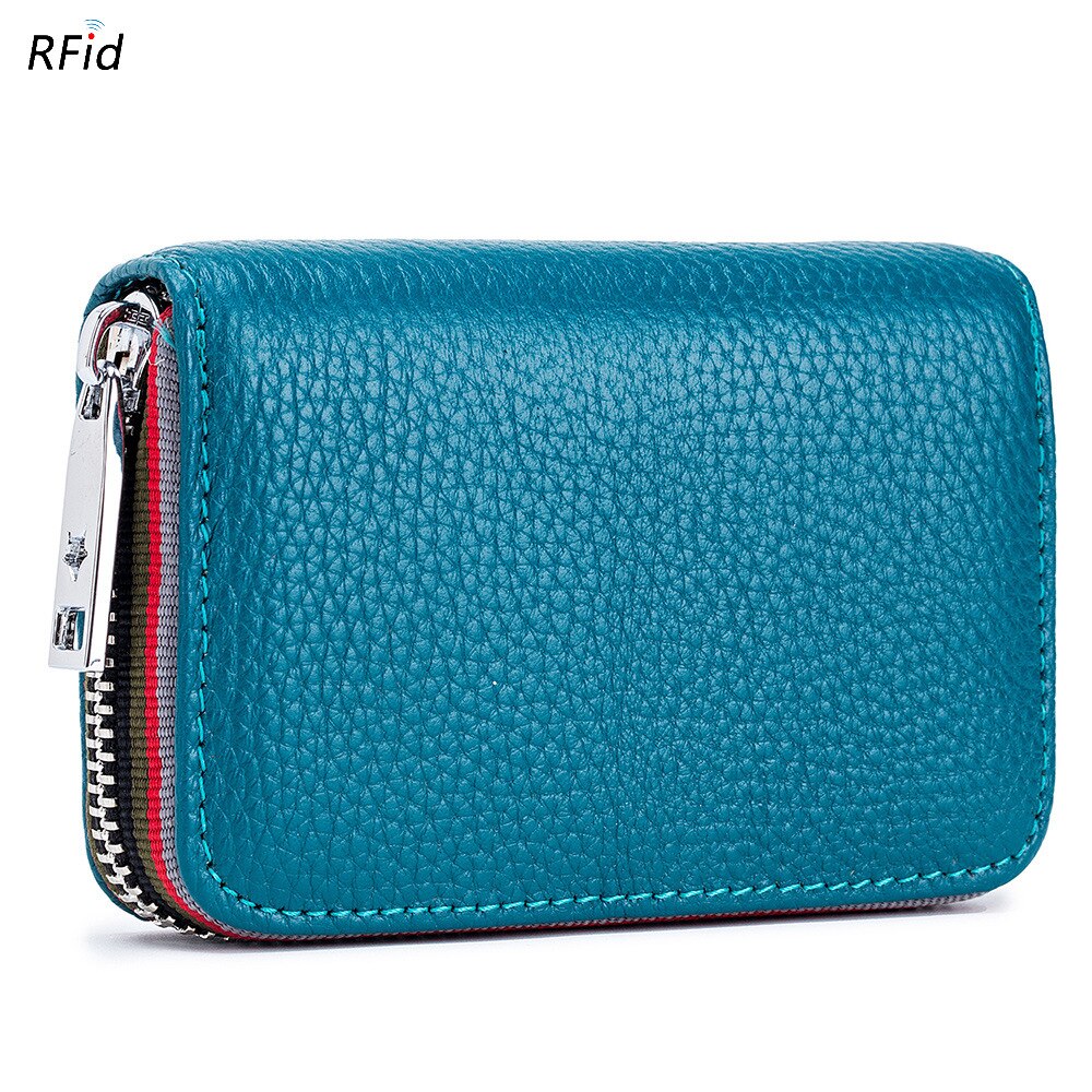 2023 New Fashion Women&#39;s Card Bag Genuine Leather Men Credit Card Holder Rfid Wallet Female Change Organizer Small Purse Zipper