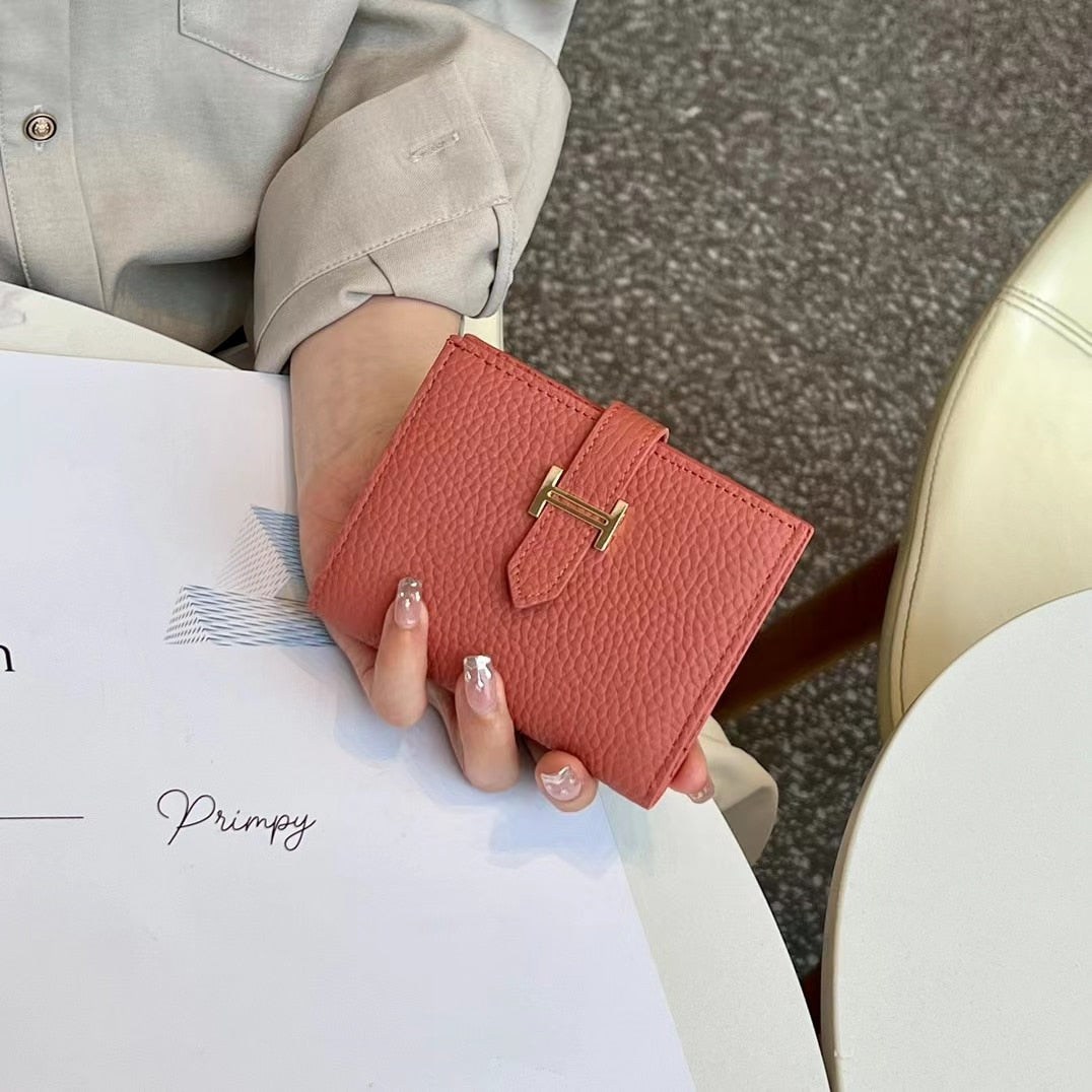GENUINE LEATHER Women&#39;s Wallet Men Rfid Small Ultra-thin Coin Wallet Short Design Small Wallet Purses Woman(no Logo)