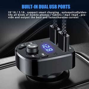 Car Handfree Bluetooth 5.0 FM Transmitter Car Kit MP3 Player Handsfree Speaker Audio Coche Adapter Receiver USB Fast Charger