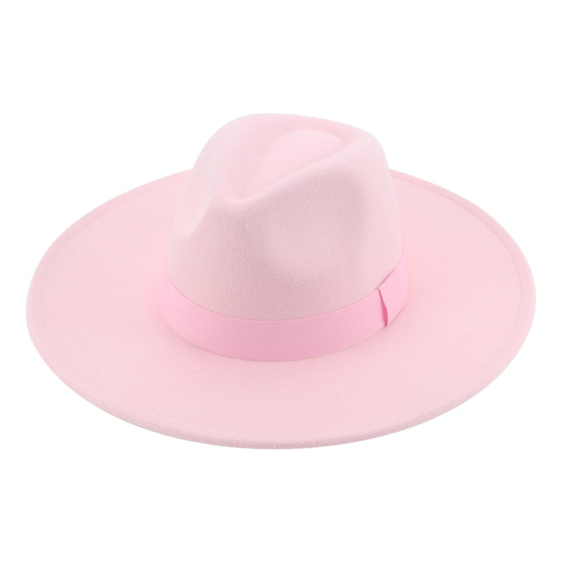Fedora Hats for Women New 9.5cm Wide Brim Dress Men Caps Felted Hat Panama Church Wedding Ribbon Band Men Hat Sombreros De Mujer