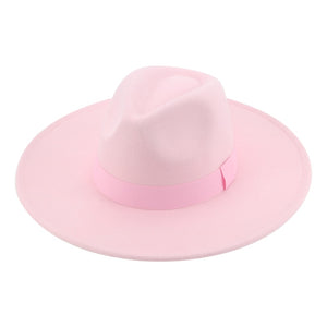 Fedora Hats for Women New 9.5cm Wide Brim Dress Men Caps Felted Hat Panama Church Wedding Ribbon Band Men Hat Sombreros De Mujer