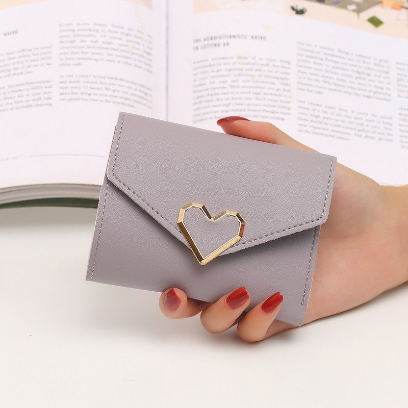 2022 New Short Women Wallets Free Name Engraving Kpop Heart-Shaped Cute Small Women&#39;s Wallet PU Leather Slim Simple Female Purse