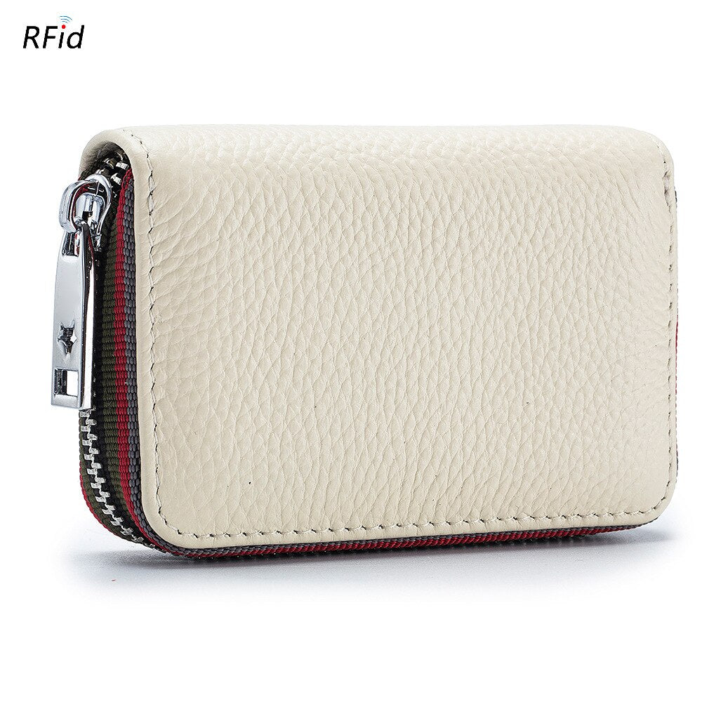 2023 New Fashion Women&#39;s Card Bag Genuine Leather Men Credit Card Holder Rfid Wallet Female Change Organizer Small Purse Zipper