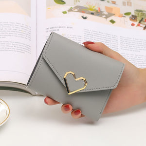 2022 New Short Women Wallets Free Name Engraving Kpop Heart-Shaped Cute Small Women&#39;s Wallet PU Leather Slim Simple Female Purse