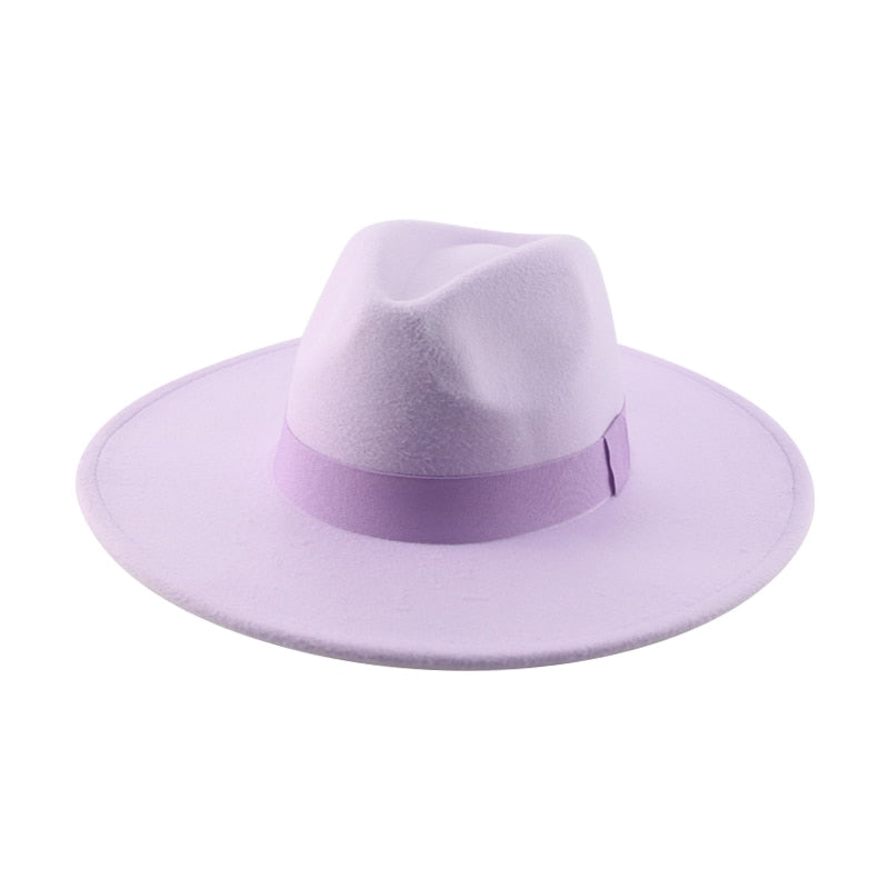 Fedora Hats for Women New 9.5cm Wide Brim Dress Men Caps Felted Hat Panama Church Wedding Ribbon Band Men Hat Sombreros De Mujer