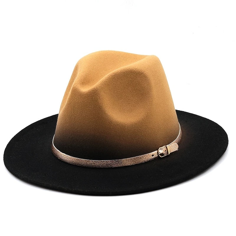 men fedora unisex solid color fedora hat women&#39;s 21-color wide brim jazz top hat autumn winter British retro Panama hat