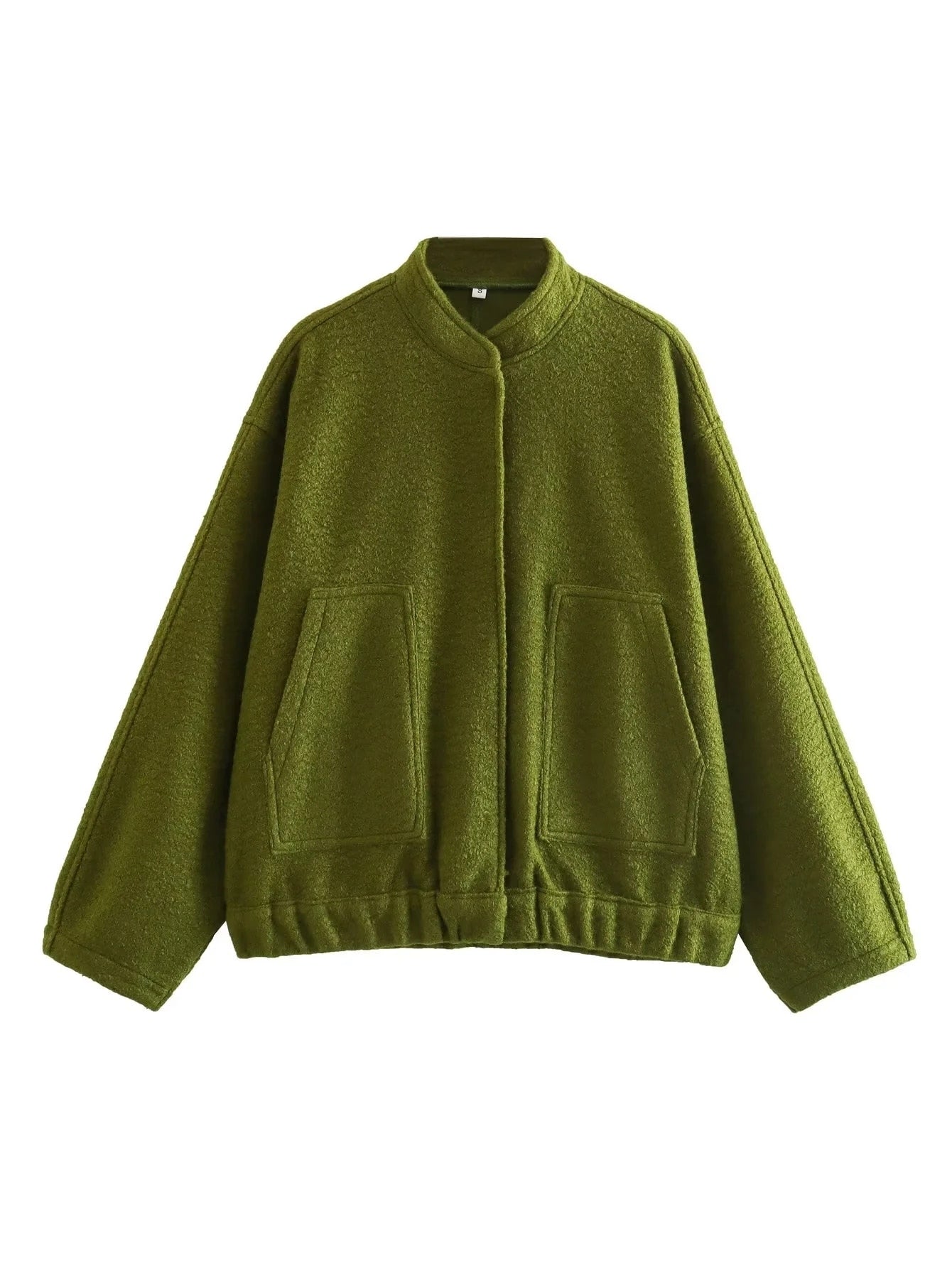 Bomber Jacket Women Zatr 2023 Women's Jackets Coat Bombers Women Green Woolen Jacket With Button Solid Chic Streetwear Top Coats