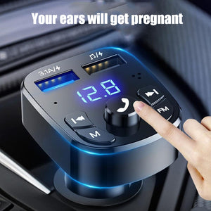 Car Handfree Bluetooth 5.0 FM Transmitter Car Kit MP3 Player Handsfree Speaker Audio Coche Adapter Receiver USB Fast Charger