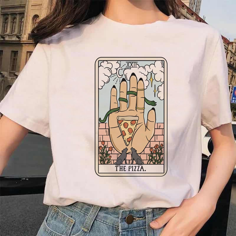 Women&#39;s Tarot Card Flower Funny Time Ladies Cartoon Fashion Short Sleeve Summer Printed T-shirt Women&#39;s T-shirt Top Pattern.